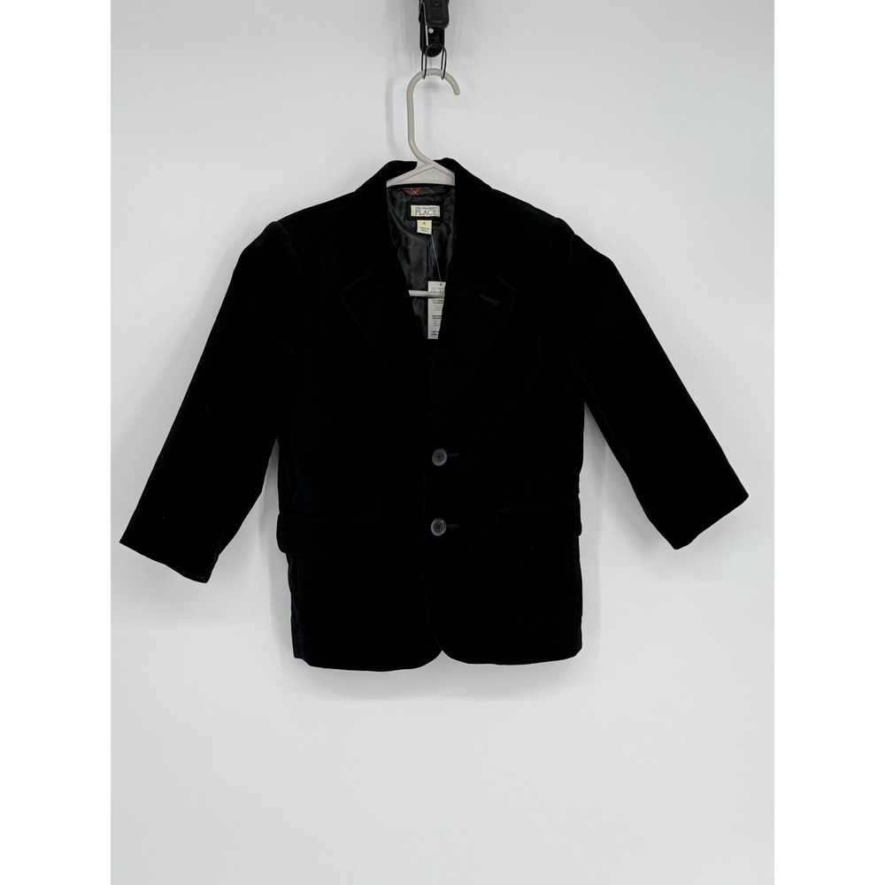 The Childrens Place Black Velvet Blazer Jacket Size 4 Boys Formal Suit Coat